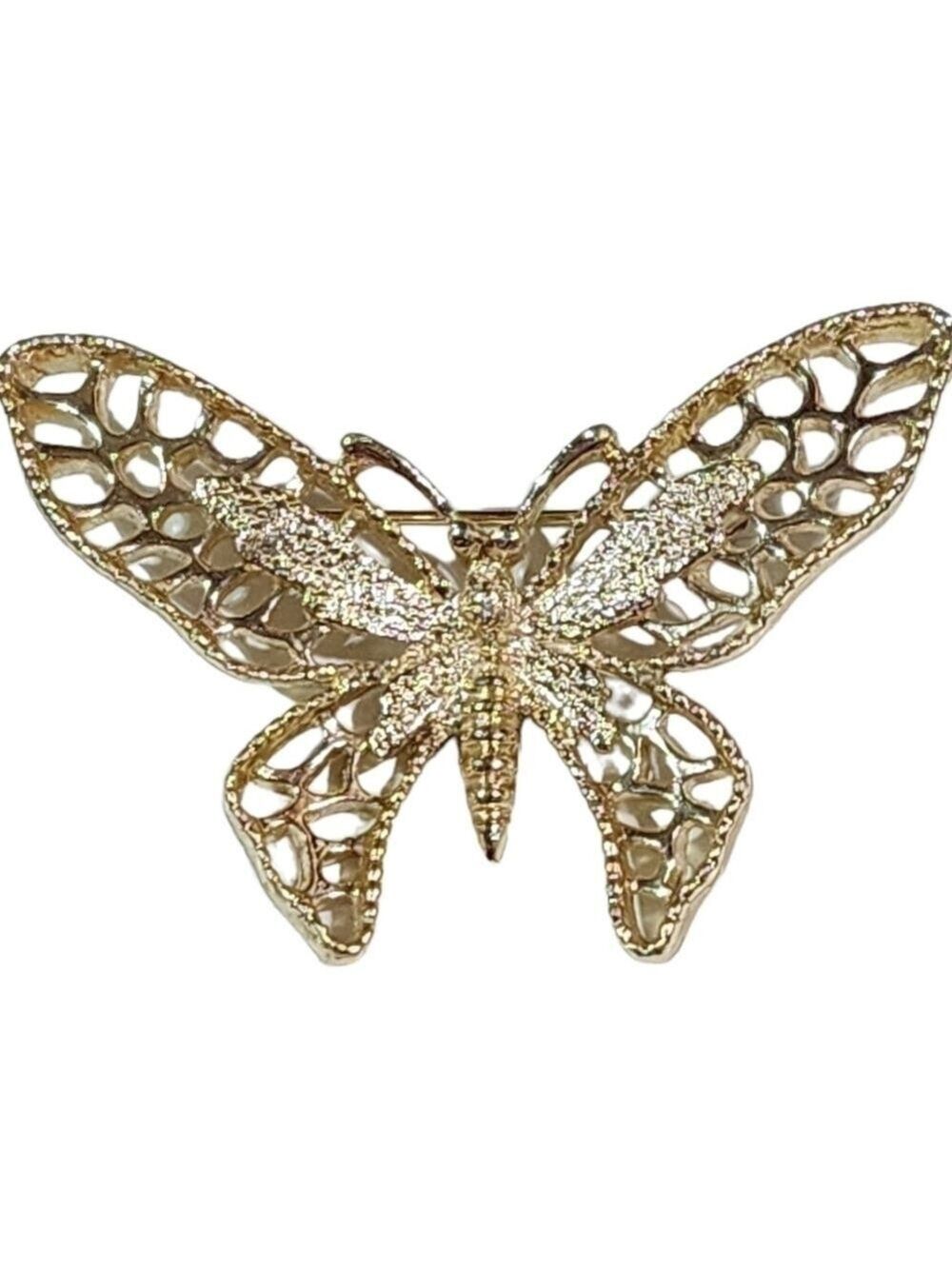 Vintage Sarah Coventry goldtone brooch large wings - Picture 3 of 8